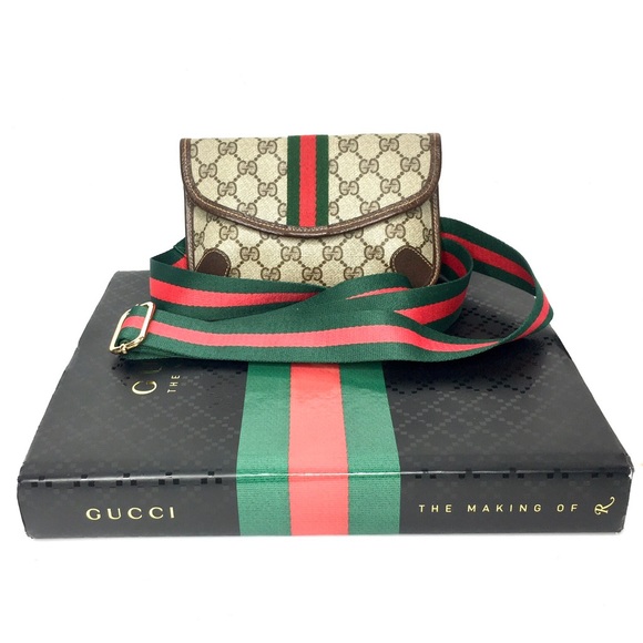 Authentic Gucci brown monogram coated canvas small crossbody bag